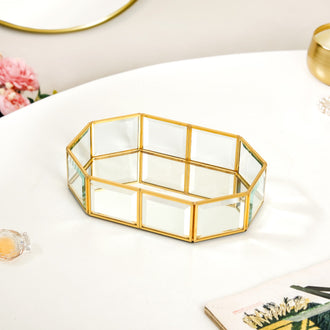 Gold Bordered Decorative Glass Tray - Decorative Glass Tray, Glass Tray with Gold Border, Decorative Glass Serving Tray, Glass Tray, Luxury Glass Tray