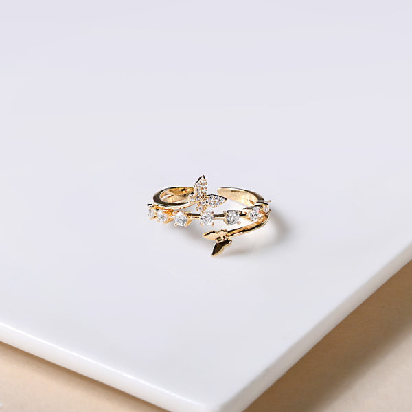 Gold Butterfly Charm Statement Ring