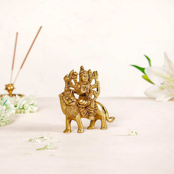 Simhavahini Goddess Durga Idol For Prayer Room 9cm