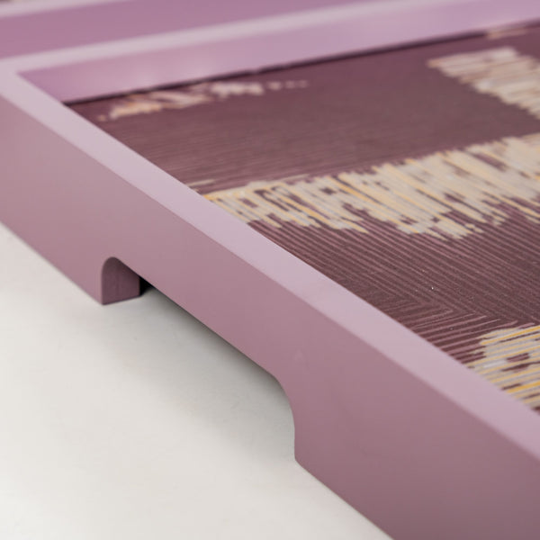 Modern Abstract Art Tray Set Of 2 Purple Matte Gold