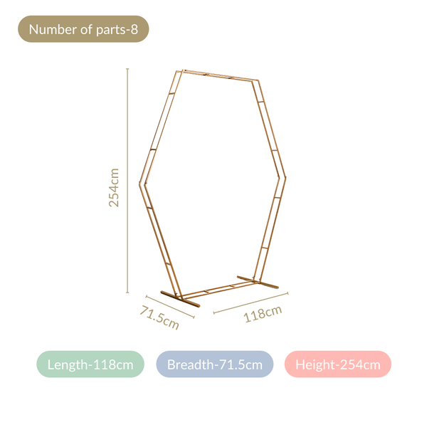 Double Hexagon Backdrop Metal Decoration Frame 100 Inch