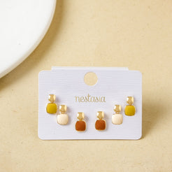 Gold Drizzle Multicoloured Dangler Studs Set Of 3