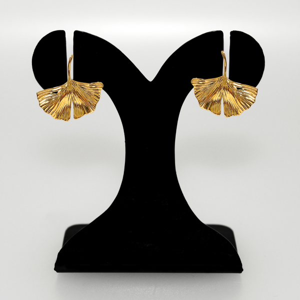 Gold Ginkgo Leaf Earrings