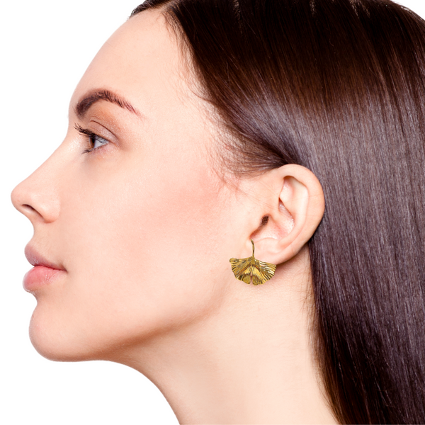 Gold Ginkgo Leaf Earrings