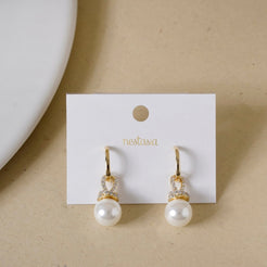 Gold Halo Pearl Drop Earrings