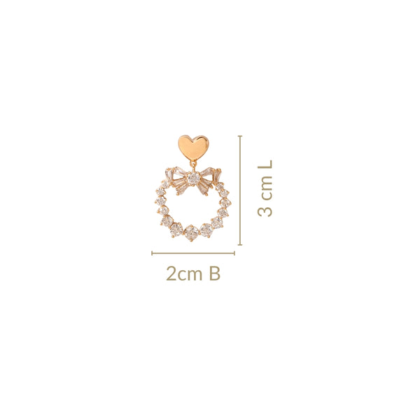 Gold Heart Wreath Dangler Earrings