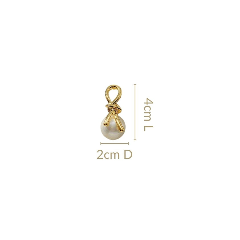 Gold Knot Lustrous Pearl Drop Earrings