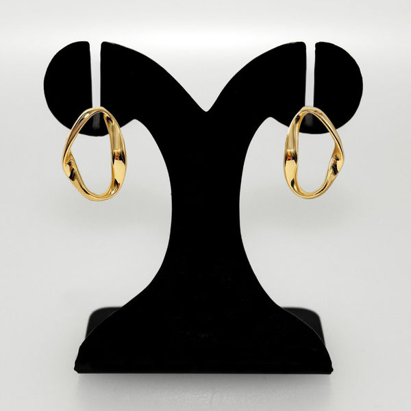 Gold Ribbon Oval Hoop Earrings