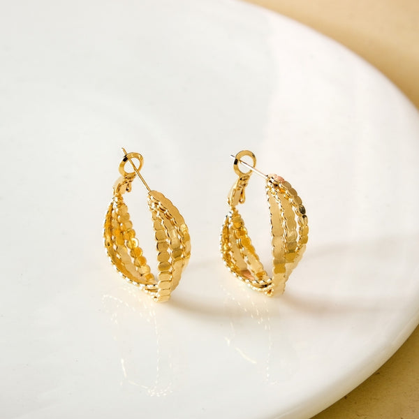 Interwoven Gold Ridge Hoops