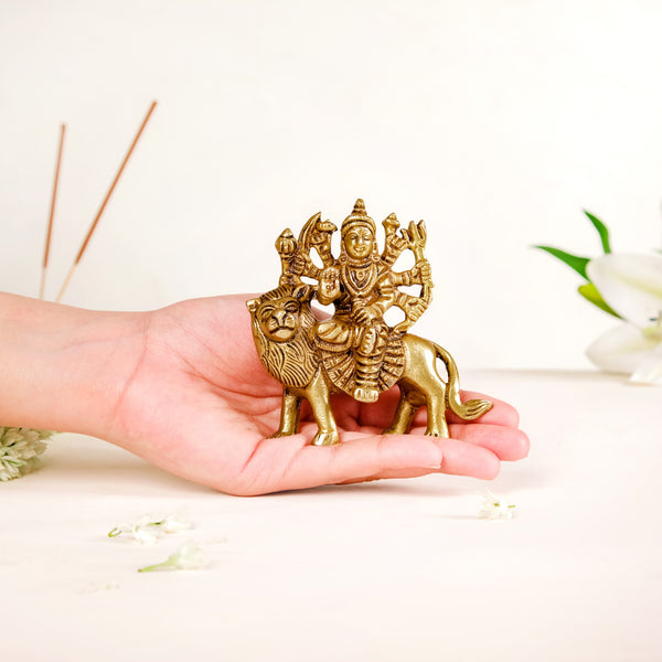 Simhavahini Goddess Durga Idol For Prayer Room 9cm