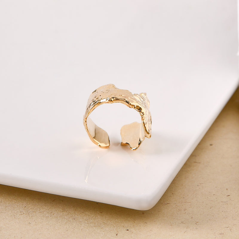 Gold Terrain Textured Statement Ring