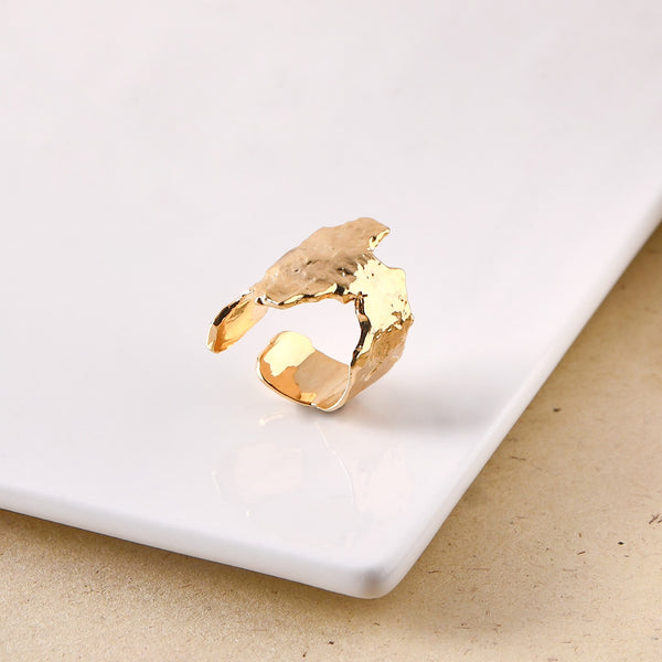 Gold Terrain Textured Statement Ring