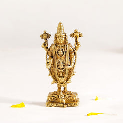 Tirupati Balaji Pure Brass Idol With Temple Jewellery Finish 7cm