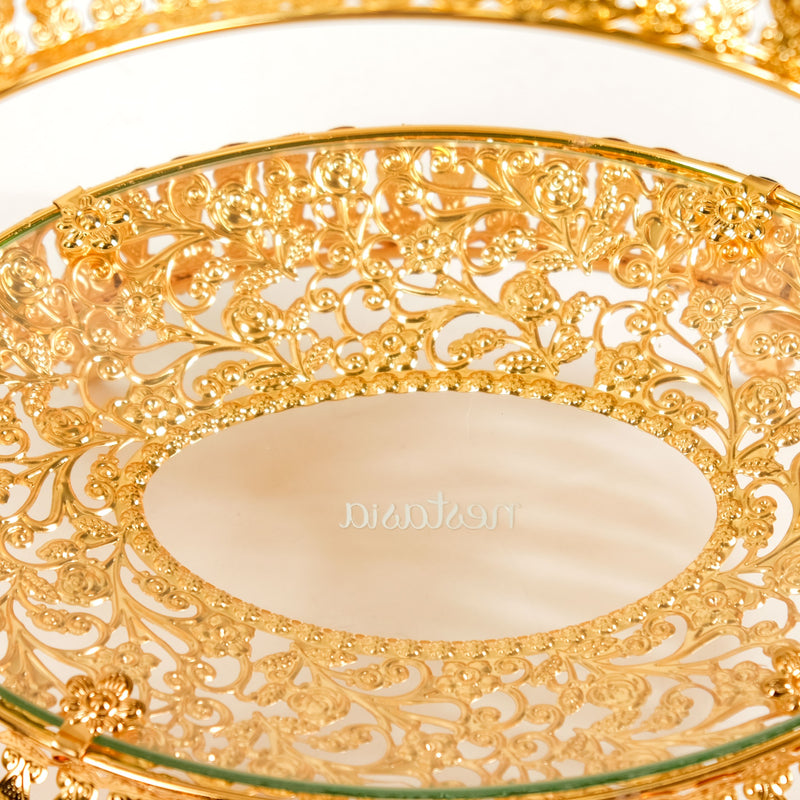 Gold Vanity Tray With Floral Metal Frame