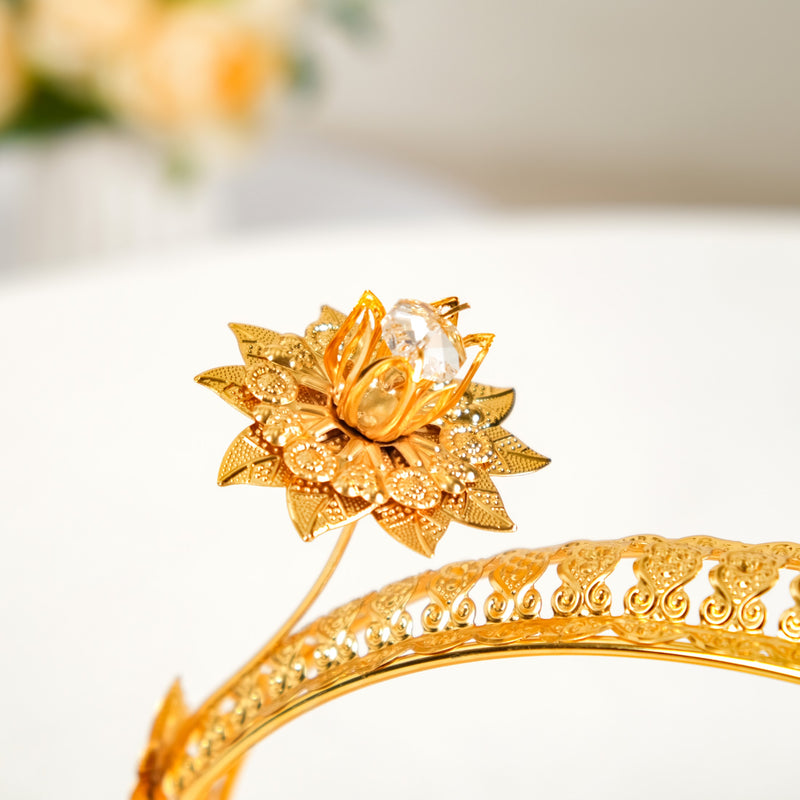 Gold Vanity Tray With Floral Metal Frame