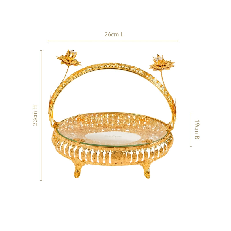 Gold Vanity Tray With Floral Metal Frame