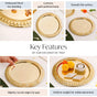 Golden Brass Tray With Embossed Design