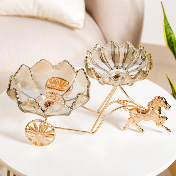 Gold Chariot Glass Decorative Bowls