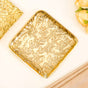 Golden Crest Floral Metal Decorative Tray