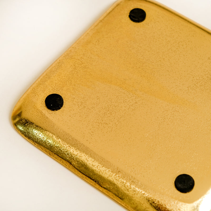 Golden Crest Floral Metal Decorative Tray