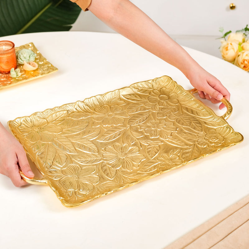 Golden Crest Royalcore Embossed Metal Tray Large