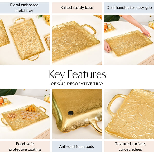 Golden Crest Royalcore Embossed Metal Tray Large