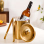 Ice Bucket And Tongs Set With Golden Finish 2000ml