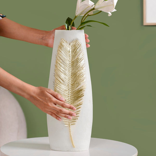 Sago Palm Leaf Imprint Floor Vase