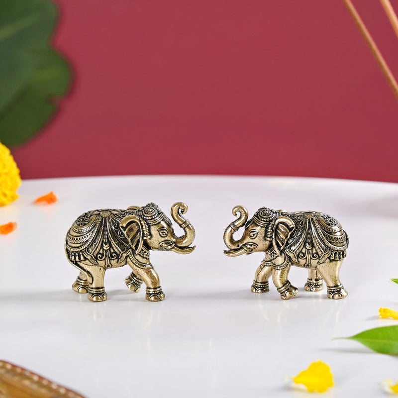 Good Luck Elephant Idol Pure Brass Set With Gift Box Of 23cm