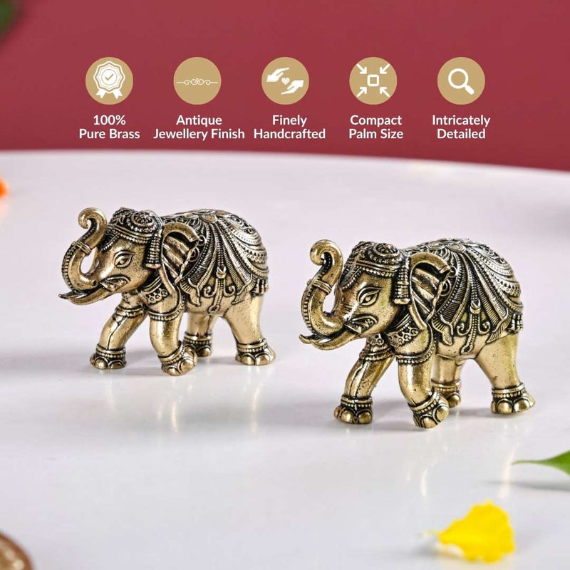 Good Luck Elephant Idol Pure Brass Set With Gift Box Of 23cm