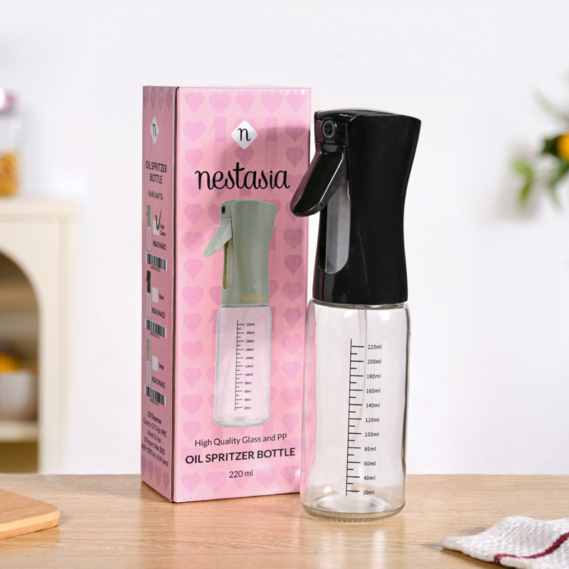 Gourmet Clear Glass Oil Bottle Black 220ml