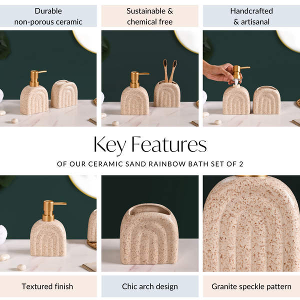 Ceramic Texture Arched Bathroom Accessories Set of 2