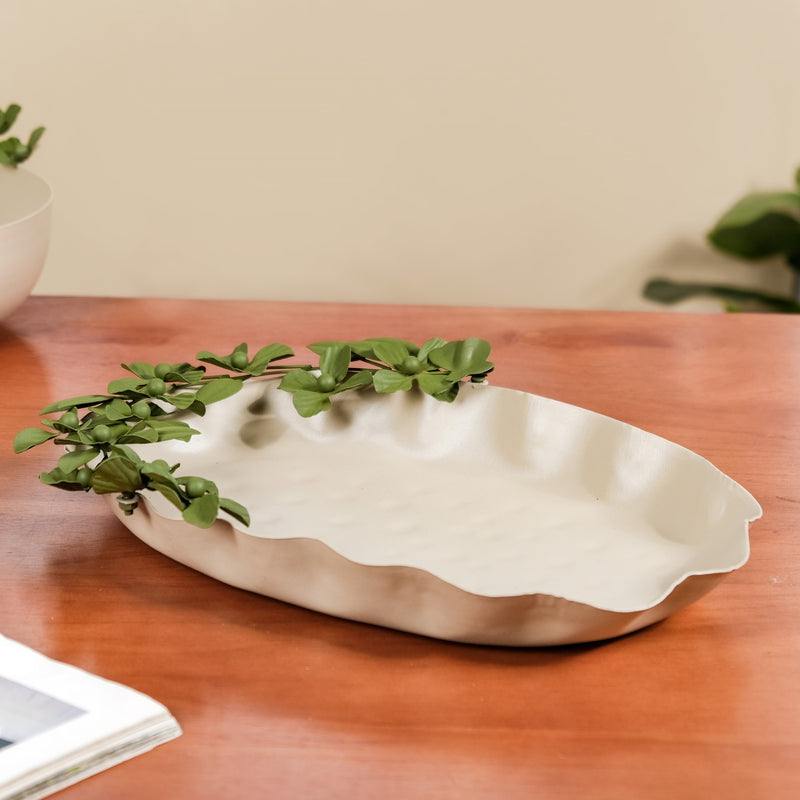 Green Garden Oval Decorative Metal Tray 15x9 Inch - Green Floral Decorative Tray, Vibrant Floral Tray, Green Home Decor Tray, Floral Serving Tray