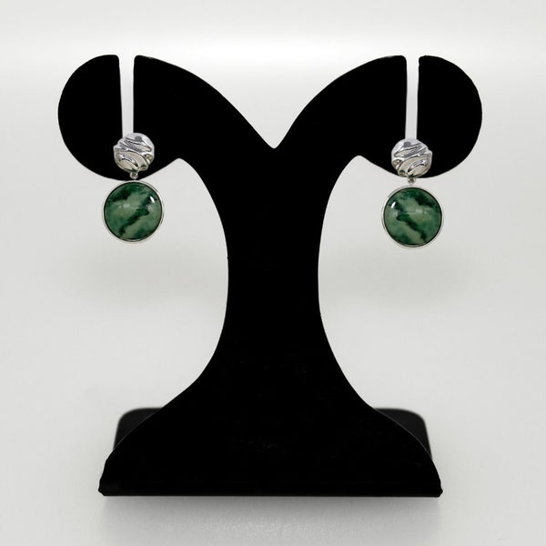 Green Marble Dainty Drop Earrings