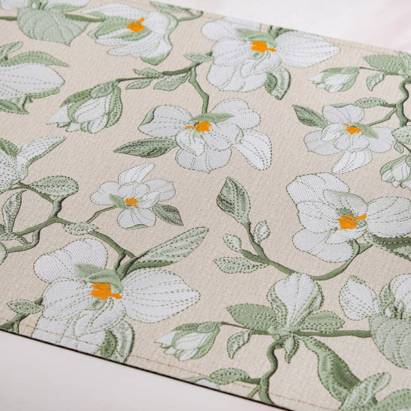 Rectangular Green Poppy Printed Placemats Set Of 6