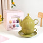 Stackable Ambrosia Teapot And Cup With Saucer Olive Green