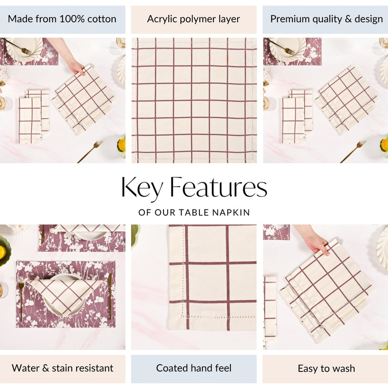 Grid Cotton Table Napkin Set Of 4