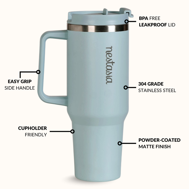 GripSip 40 Insulated Tumbler With Side Handle Arctic Blue 1200ml