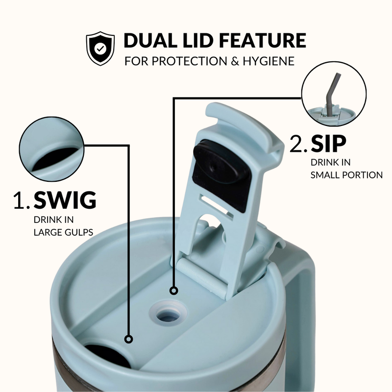 GripSip 40 Insulated Tumbler With Side Handle Arctic Blue 1200ml