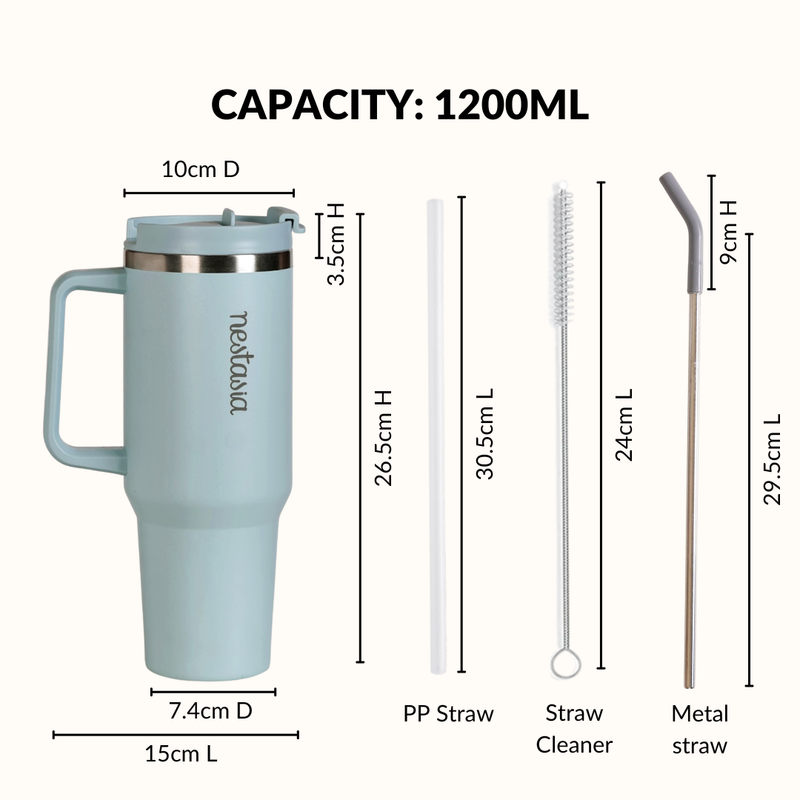 GripSip 40 Insulated Tumbler With Side Handle Arctic Blue 1200ml