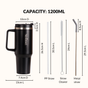 GripSip 40 Insulated Tumbler Bottle With Side Handle Black Noir 1200ml