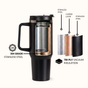 GripSip 40 Insulated Tumbler Bottle With Side Handle Black Noir 1200ml