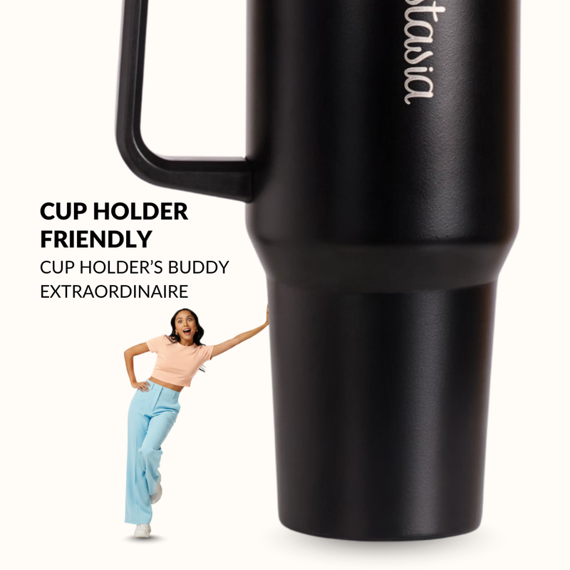 GripSip 40 Insulated Tumbler Bottle With Side Handle Black Noir 1200ml