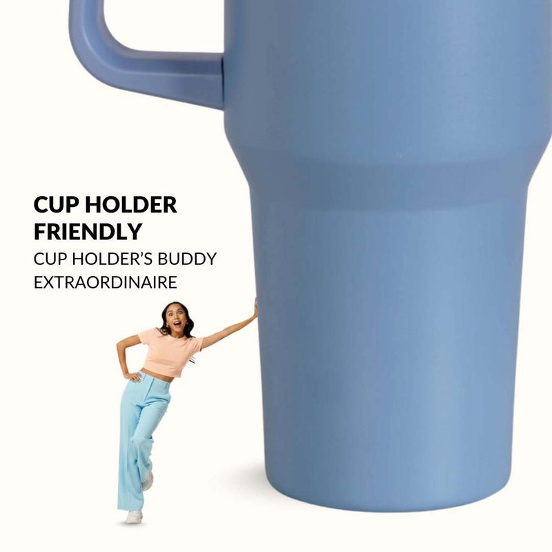 GripSip 40 Insulated Tumbler With Side Handle Blue Frost 1200ml