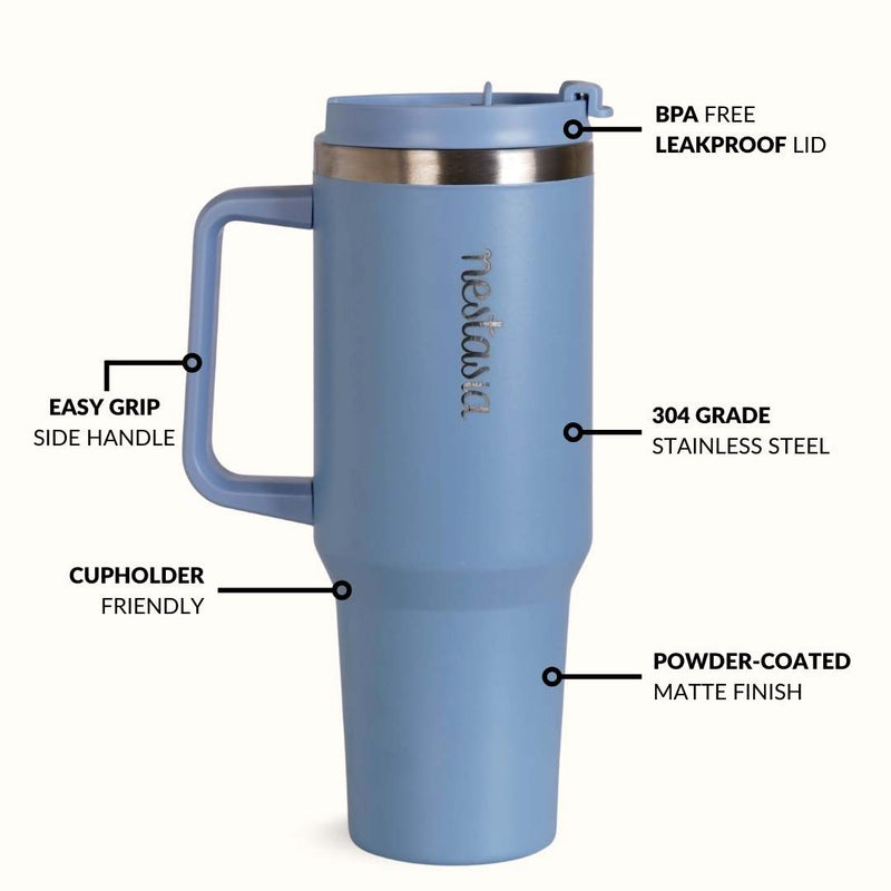 GripSip 40 Insulated Tumbler With Side Handle Blue Frost 1200ml
