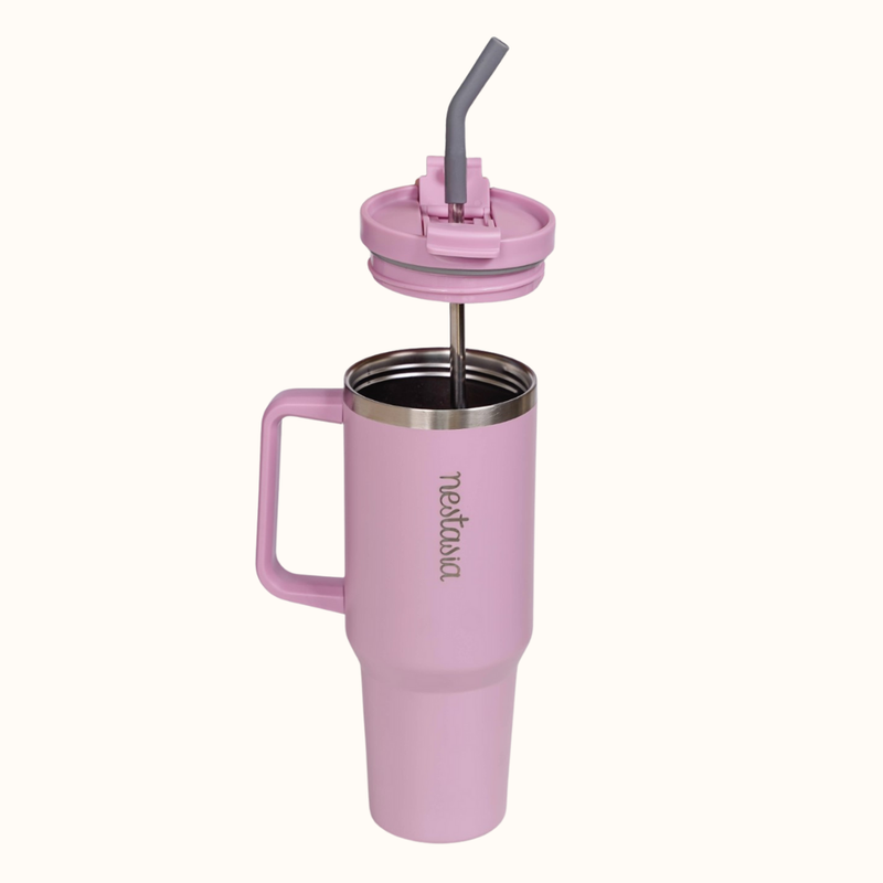 GripSip 40 Insulated Tumbler Bottle With Side Handle Blush Rose Pink 1200ml