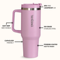 GripSip 40 Insulated Tumbler Bottle With Side Handle Blush Rose Pink 1200ml