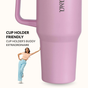 GripSip 40 Insulated Tumbler Bottle With Side Handle Blush Rose Pink 1200ml