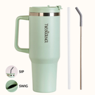 GripSip 40 Insulated Tumbler Bottle With Side Handle Milk Matcha Green 1200ml