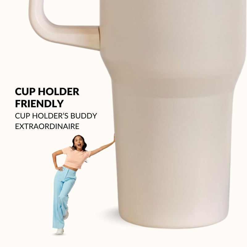 GripSip 40 Insulated Tumbler With Side Handle Pearl White 1200ml